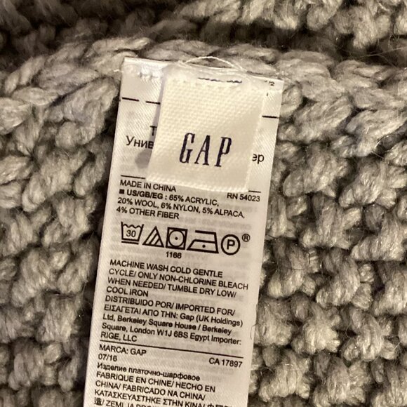 Gap Chunky Knit Gray Scarf Wool Alpaca Blend Warm Fall Winter Neckwear - Picture 3 of 4